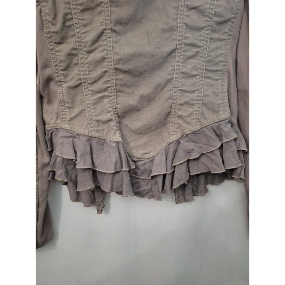 NWT Free People Corduroy Peplum Jacket Sz 8 Ruffles Button Up Military Bohemian
